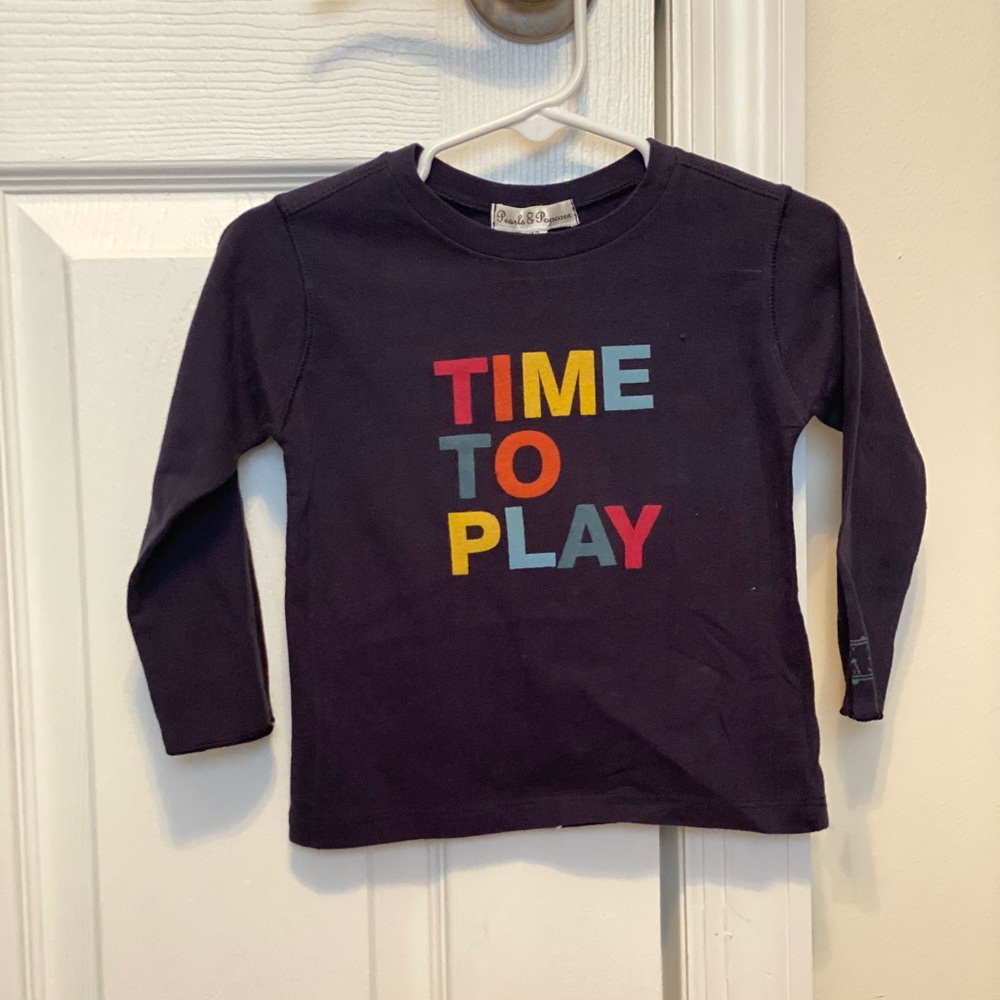 Pearls & Popcorn long sleeve tee size 12m